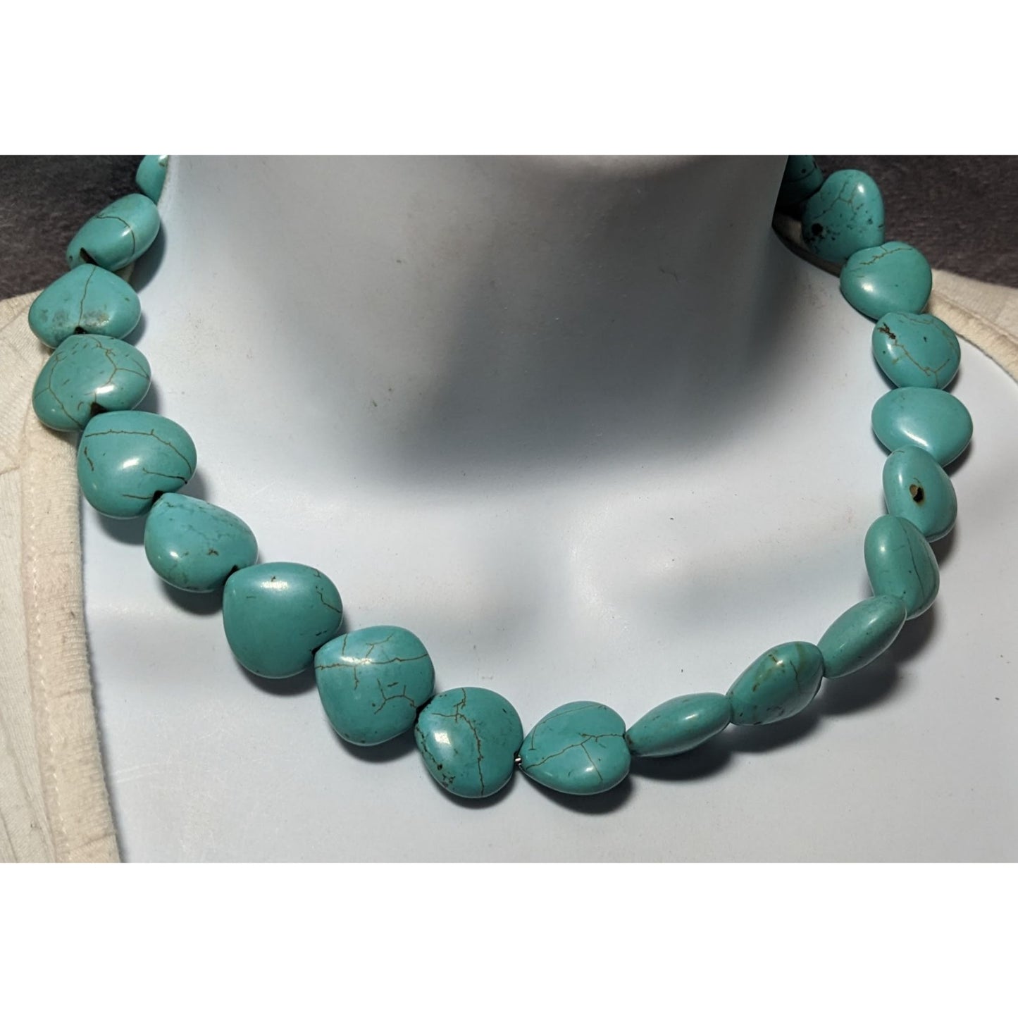 Handmade Sterling Turquoise Heart Beaded Necklace