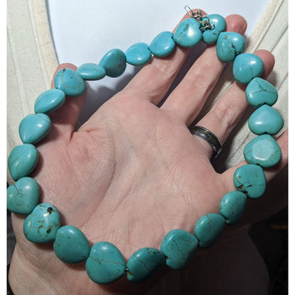 Handmade Sterling Turquoise Heart Beaded Necklace