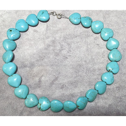 Handmade Sterling Turquoise Heart Beaded Necklace