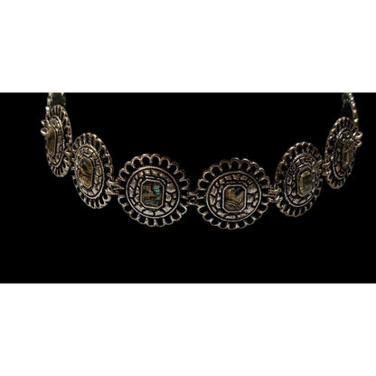 Vintage Mother Of Pearl Medallion Choker Neckalce