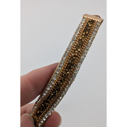 Vintage Boho Glam Rhinestone Beaded Suede Choker Necklace