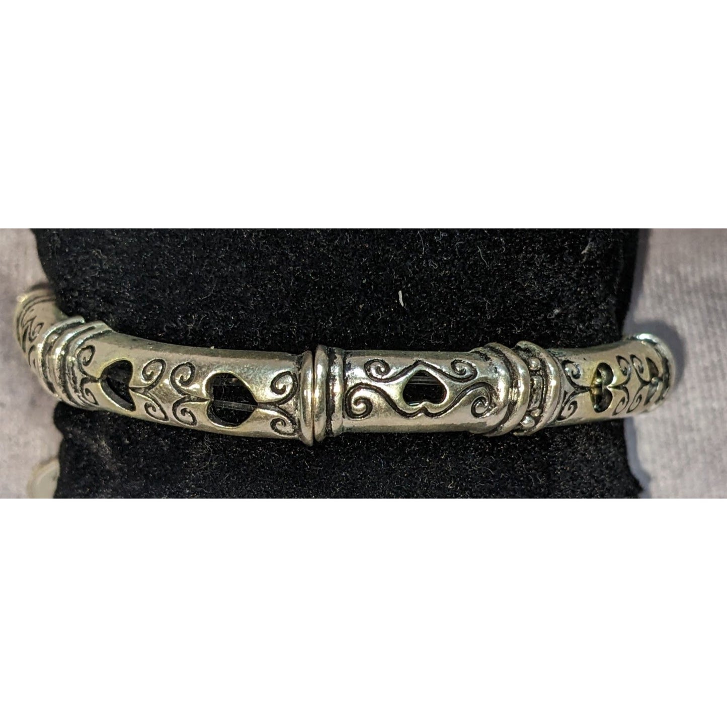 Boho Tribal Argento R2 Silver Tone Etched Stretch Bangle Bracelet
