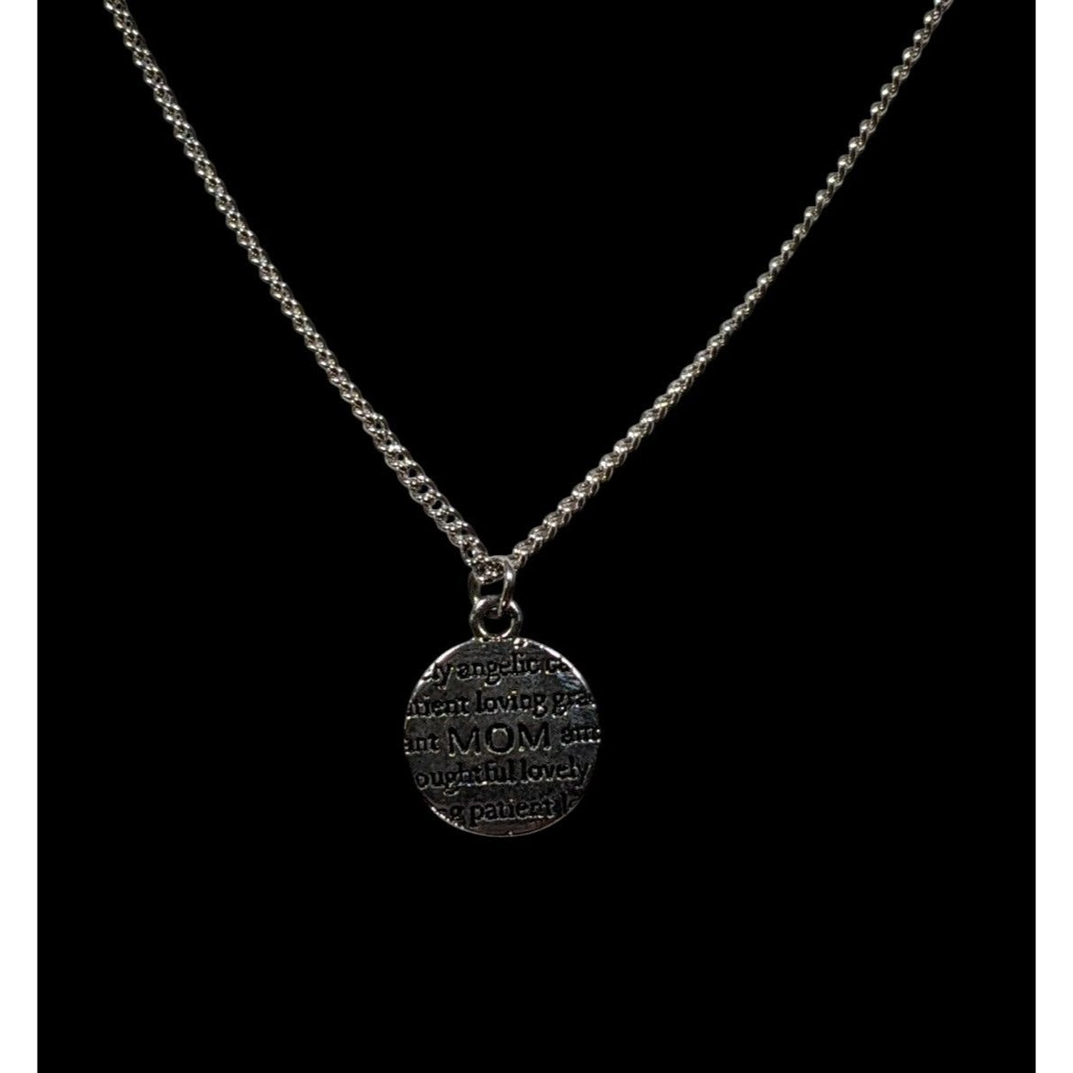 Mother's Day "Mom" Silver Tone Pendant Necklace