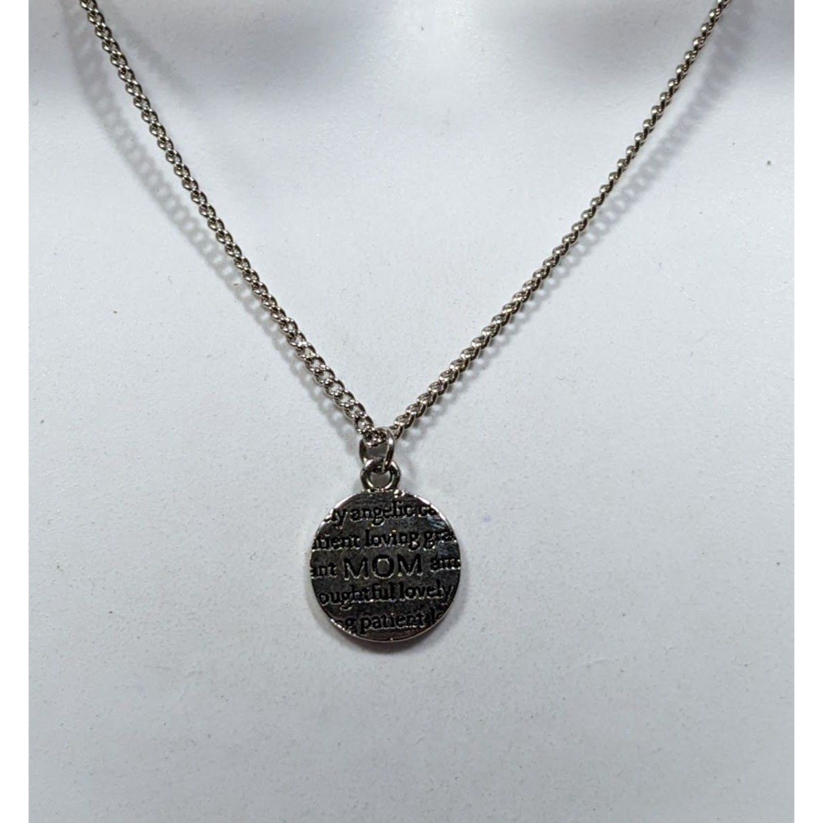 Mother's Day "Mom" Silver Tone Pendant Necklace