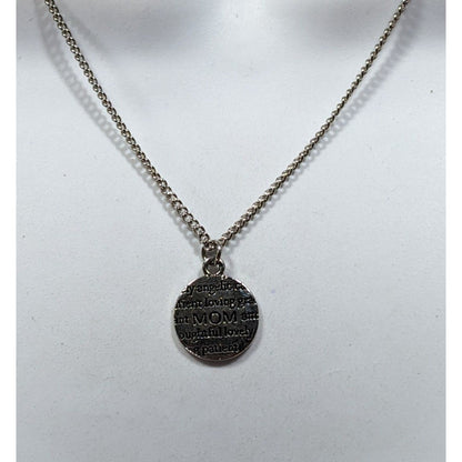 Mother's Day "Mom" Silver Tone Pendant Necklace