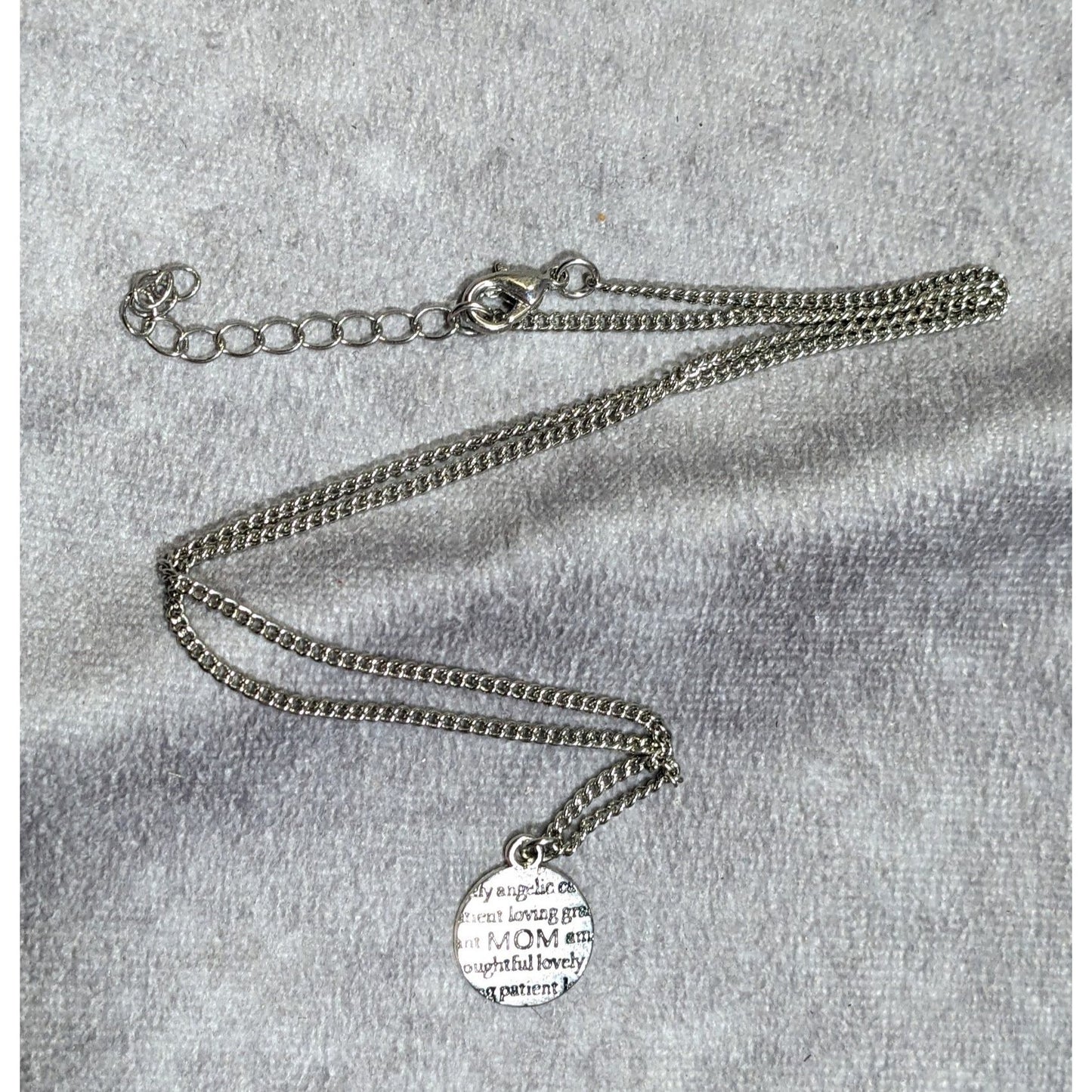 Mother's Day "Mom" Silver Tone Pendant Necklace