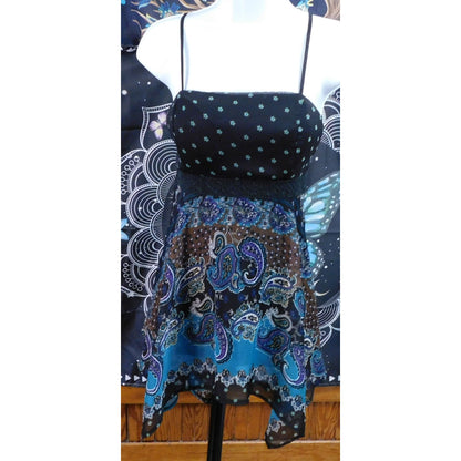 Pinky Vintage Paisley Boho Fairy Handkerchief Hem Top