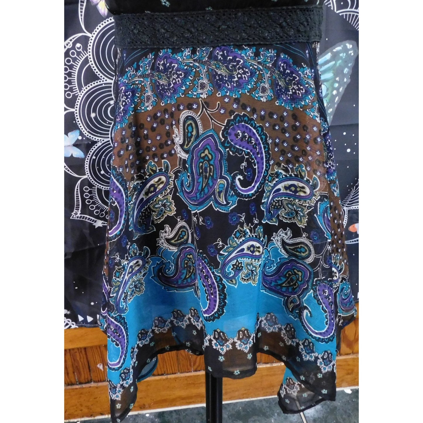 Pinky Vintage Paisley Boho Fairy Handkerchief Hem Top