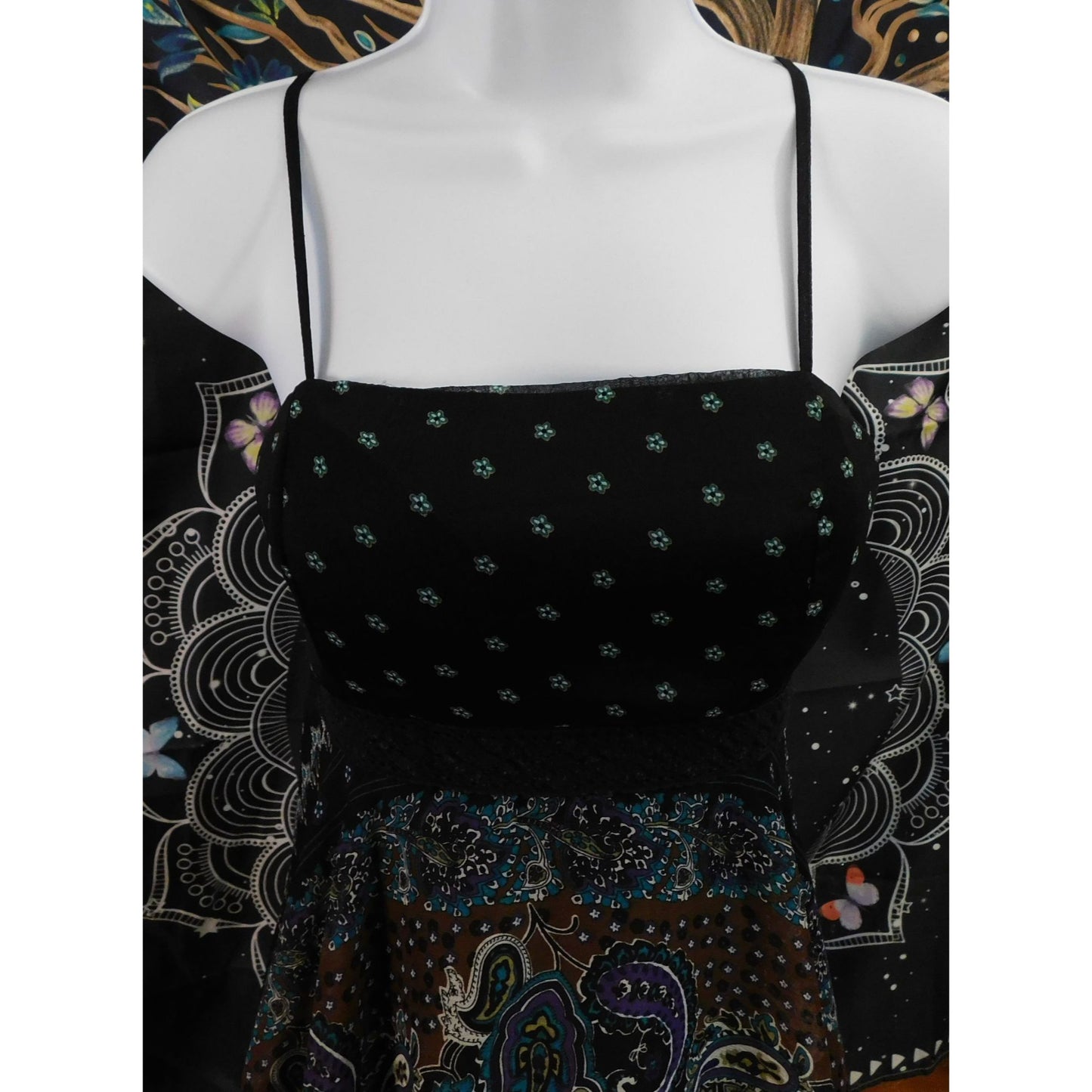 Pinky Vintage Paisley Boho Fairy Handkerchief Hem Top