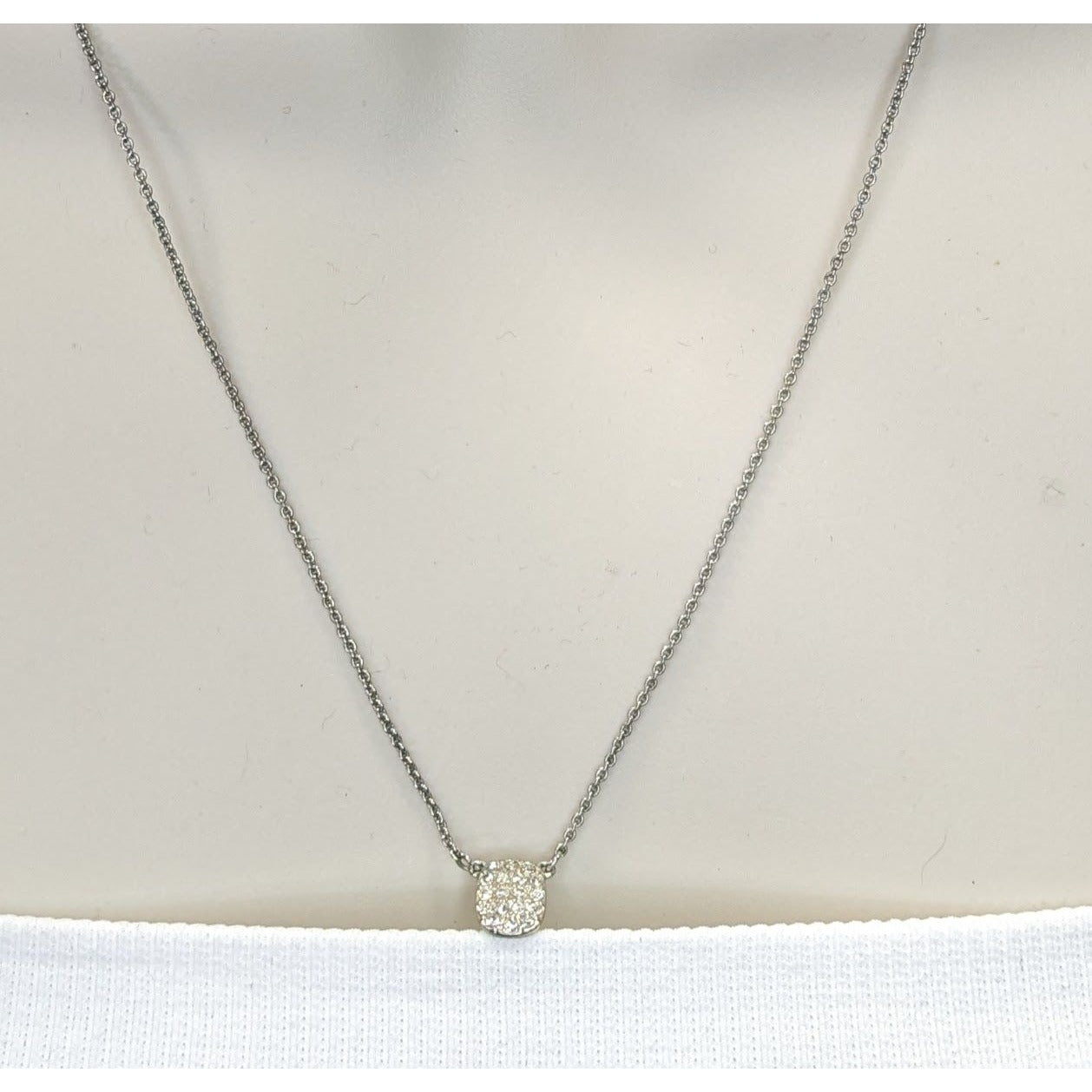 Loft Minimalist Dainty Silver Tone Necklace With Sparkling Rhinestone Pendant