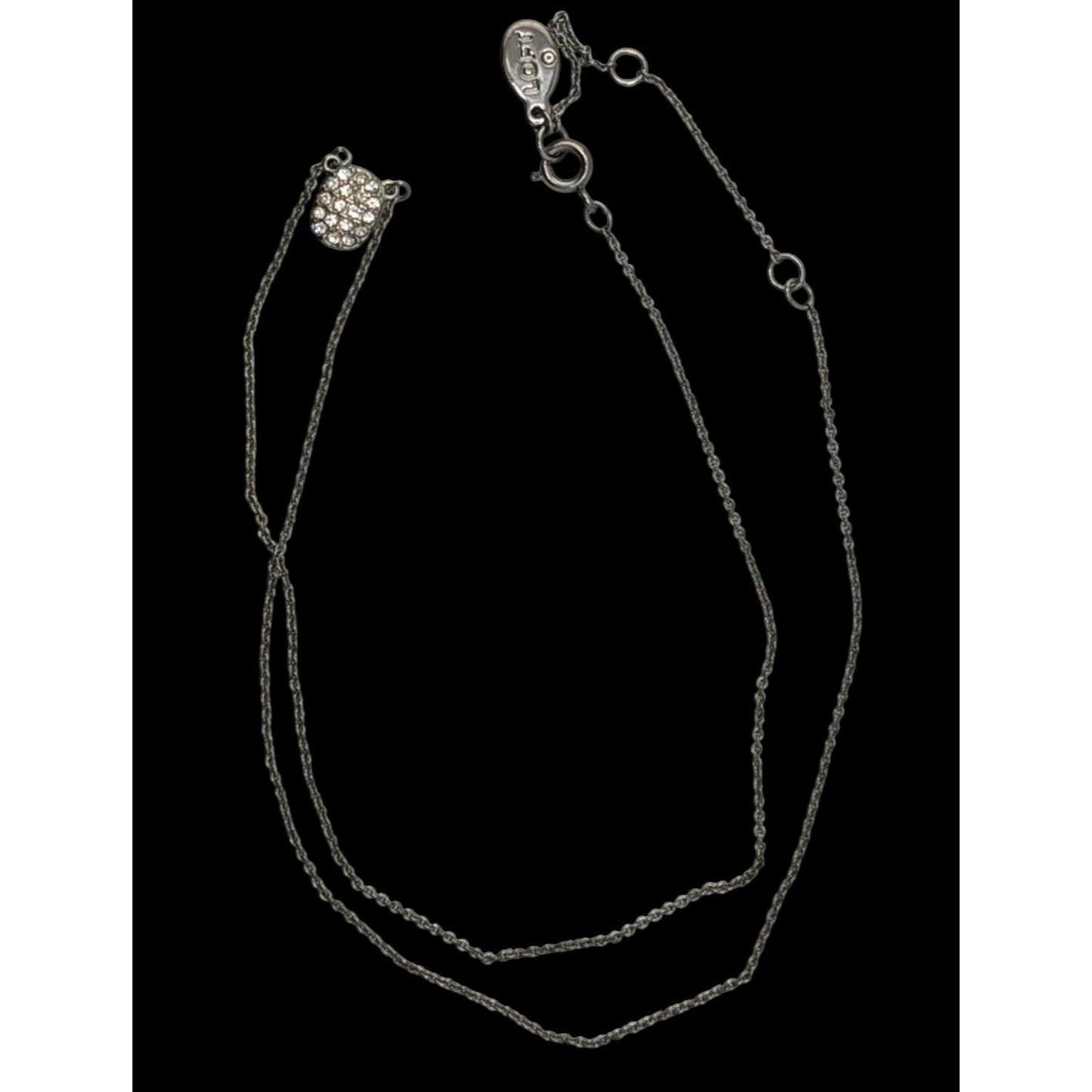 Loft Minimalist Dainty Silver Tone Necklace With Sparkling Rhinestone Pendant