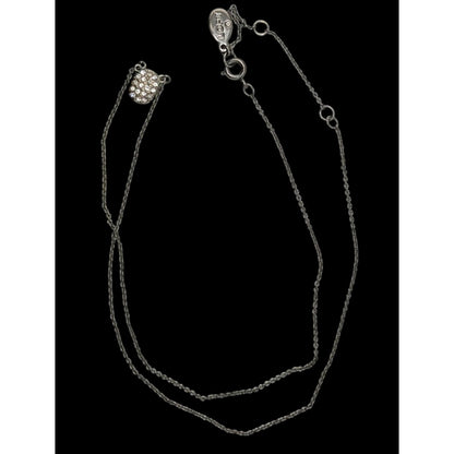 Loft Minimalist Dainty Silver Tone Necklace With Sparkling Rhinestone Pendant