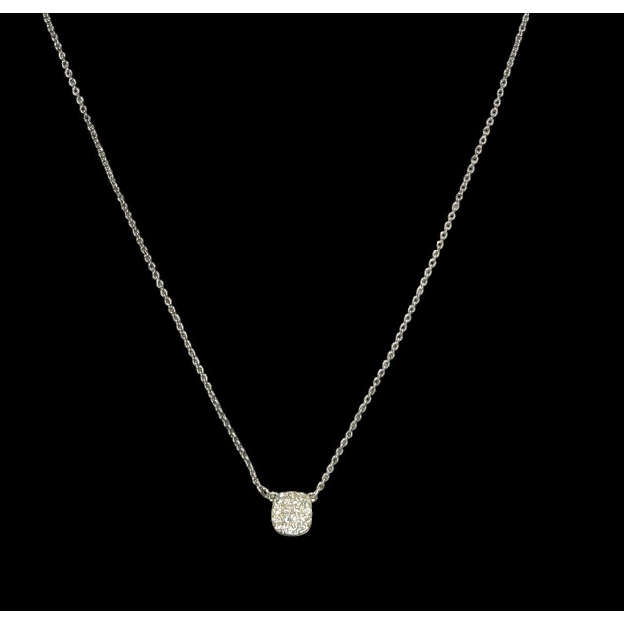 Loft Minimalist Dainty Silver Tone Necklace With Sparkling Rhinestone Pendant