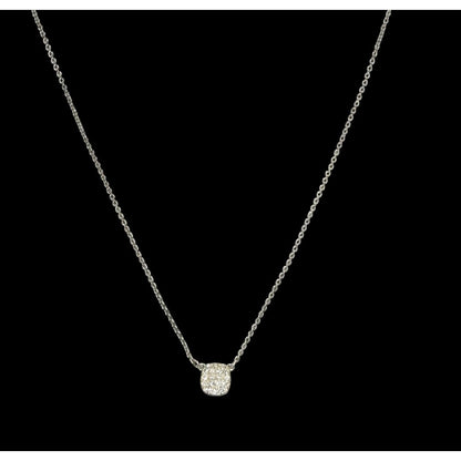 Loft Minimalist Dainty Silver Tone Necklace With Sparkling Rhinestone Pendant