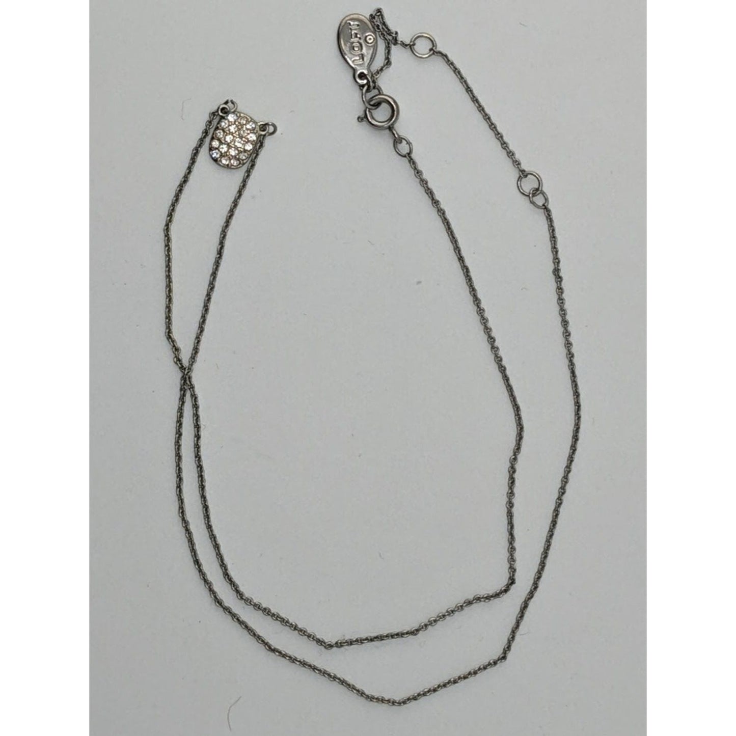 Loft Minimalist Dainty Silver Tone Necklace With Sparkling Rhinestone Pendant
