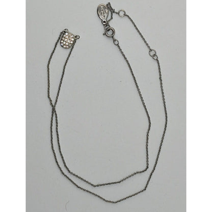Loft Minimalist Dainty Silver Tone Necklace With Sparkling Rhinestone Pendant