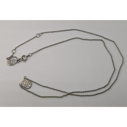 Loft Minimalist Dainty Silver Tone Necklace With Sparkling Rhinestone Pendant