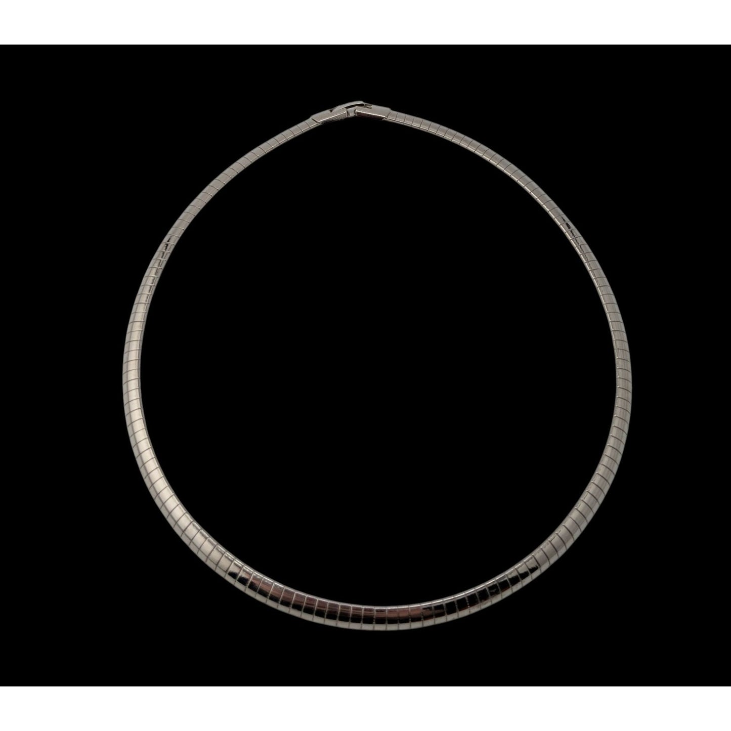 Vintage Silver Omega Chain Choker Necklace Striped Classic Elegant 80s 90s Jewelry