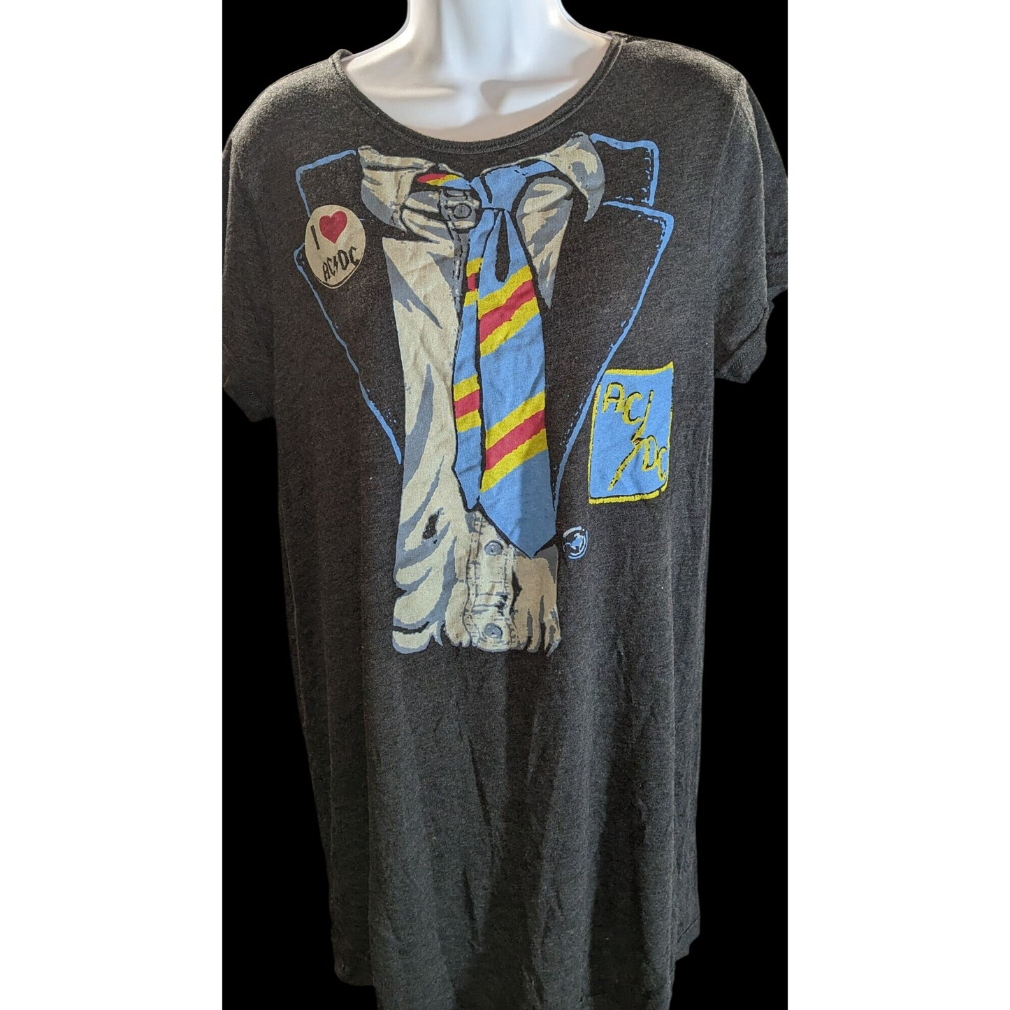 AC/DC Night Shirt Junk Food Grey Classic Rock Sleep Shirt