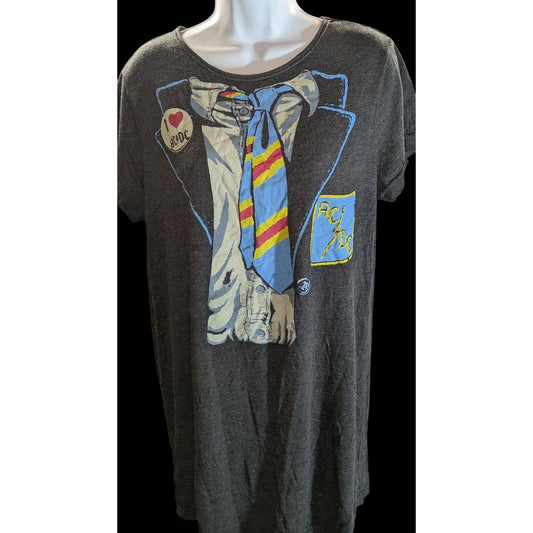 AC/DC Night Shirt Junk Food Grey Classic Rock Sleep Shirt