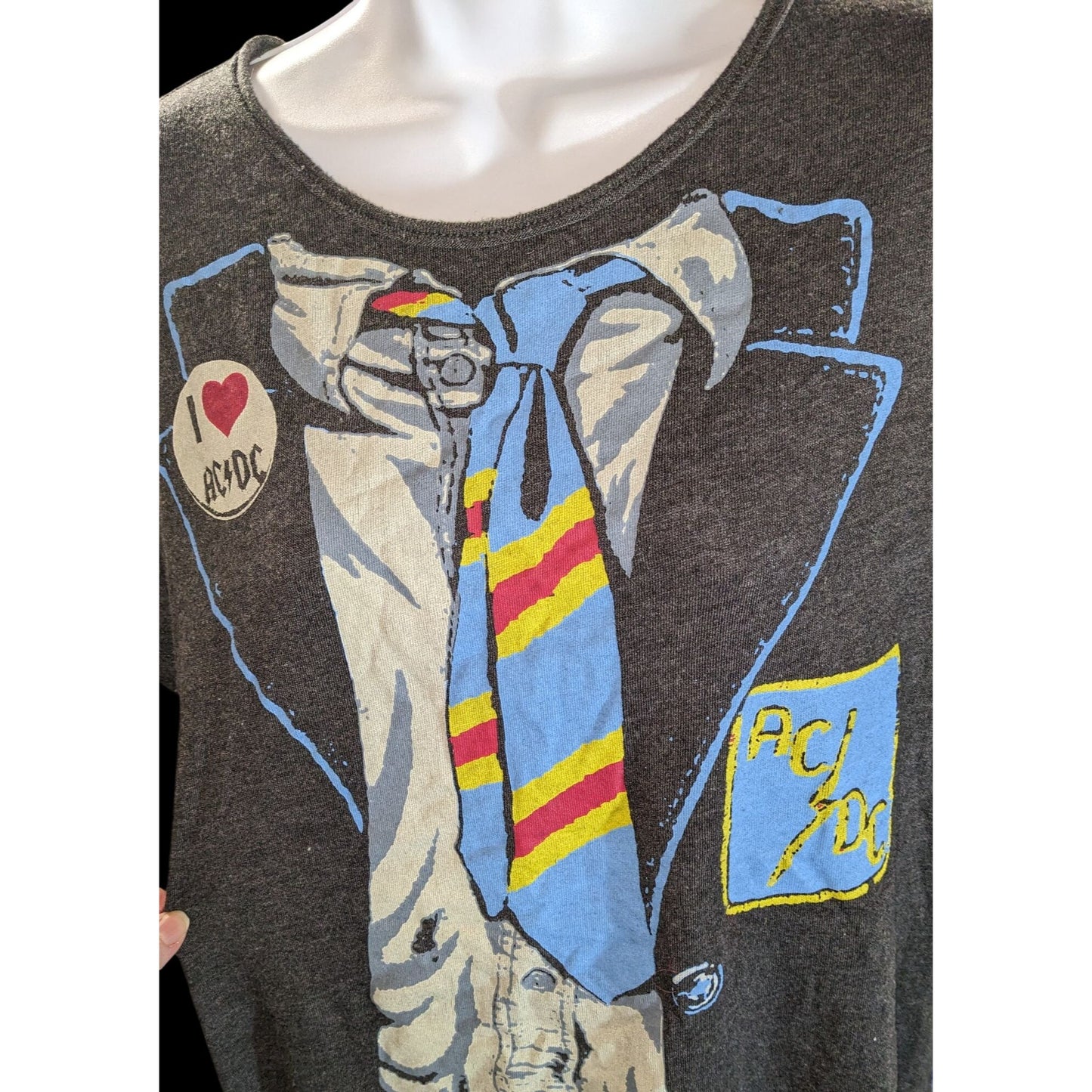 AC/DC Night Shirt Junk Food Grey Classic Rock Sleep Shirt