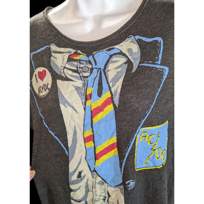 AC/DC Night Shirt Junk Food Grey Classic Rock Sleep Shirt