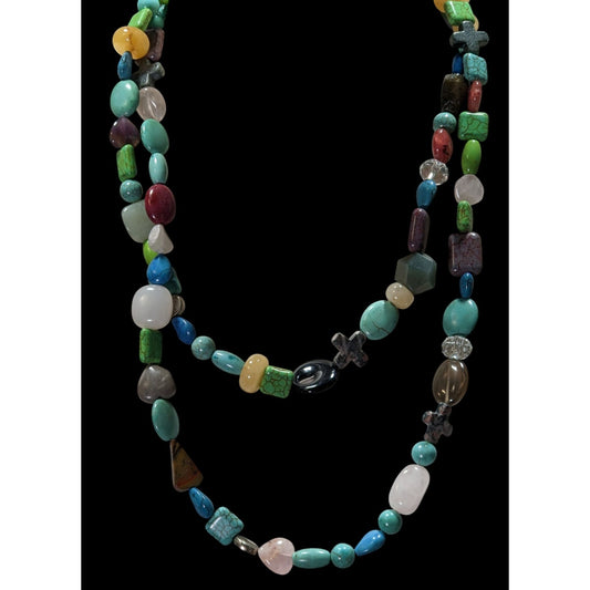 Handmade Mixed Natural Gemstone Beaded Layered Necklace