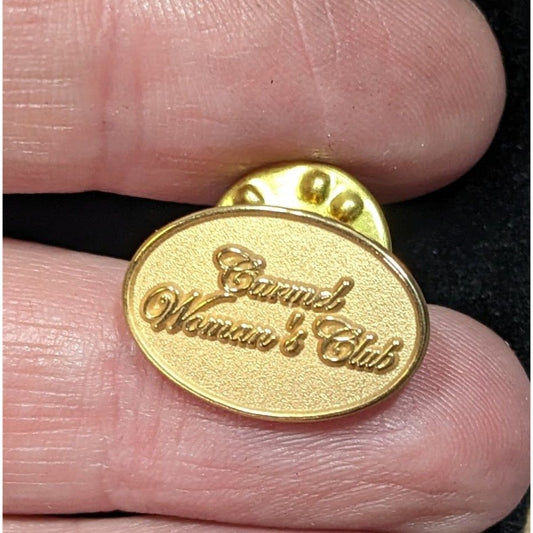 Carmel Woman's Club Gold Tone Lapel Pin Oval Shape