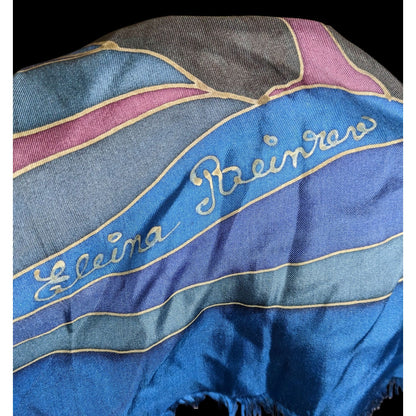 Vintage Signed Hand Painted Silk Scarf With Trees