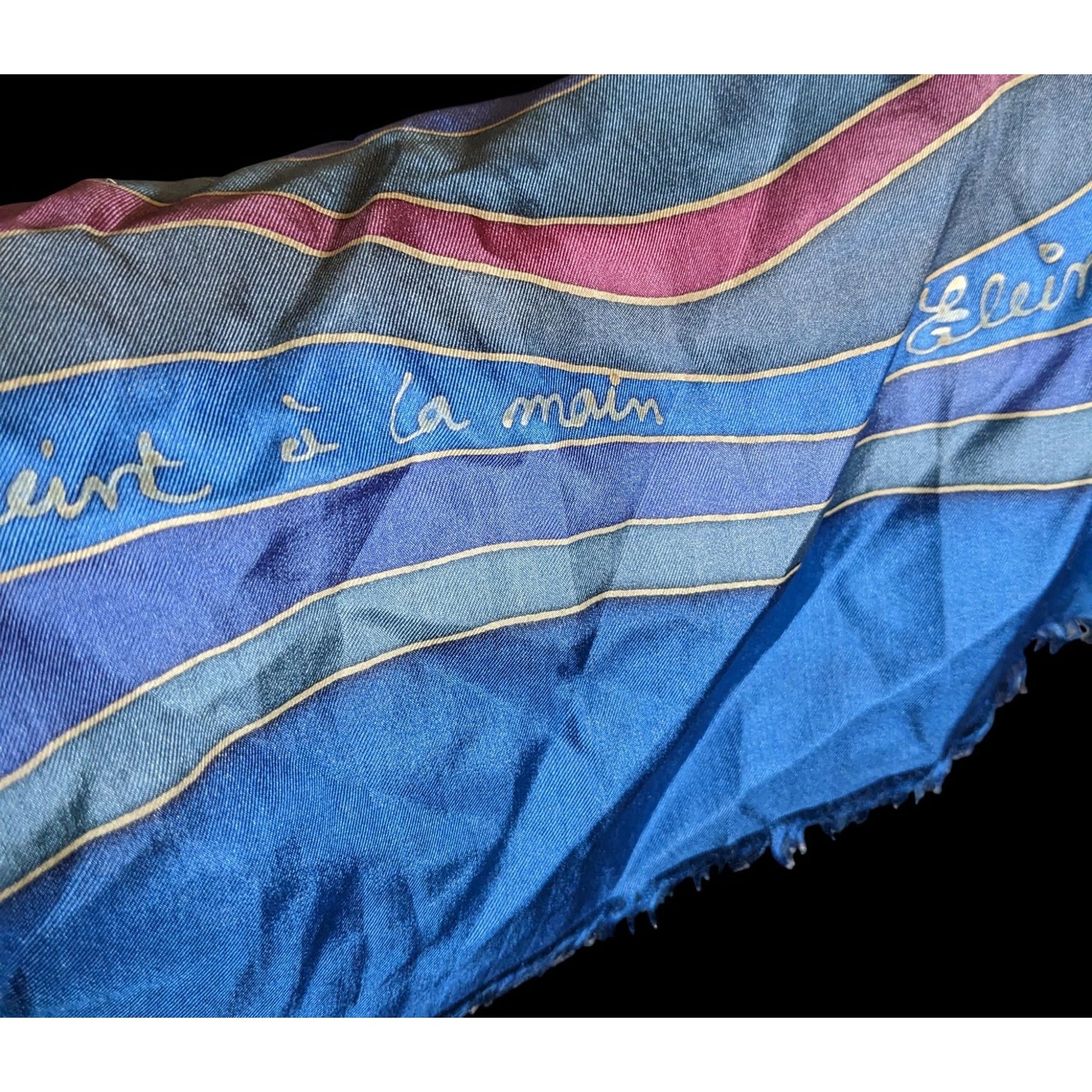 Vintage Signed Hand Painted Silk Scarf With Trees