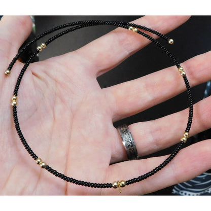 Minimalist Gothic Beaded Spring Necklace