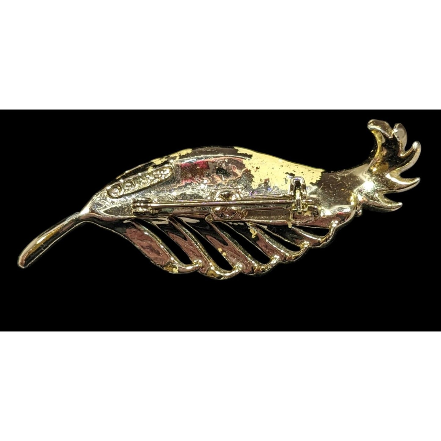 Vintage Gerry's Gold Tone Feather Pin With Cream Enamel