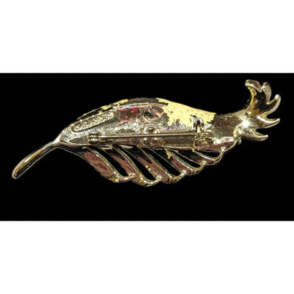 Vintage Gerry's Gold Tone Feather Pin With Cream Enamel