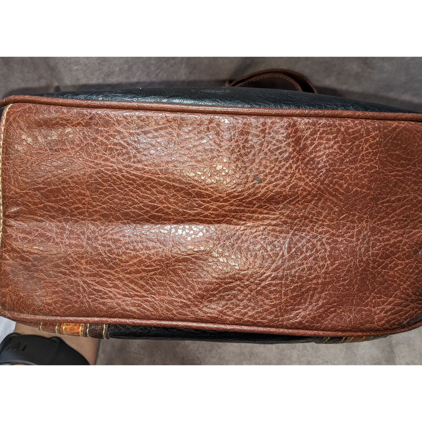Vintage Torrens Western Black & Brown Leather Shoulder Bag