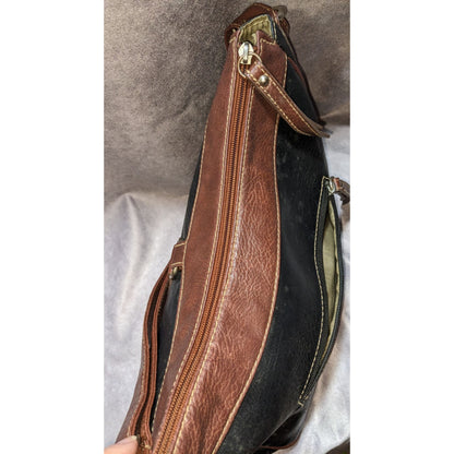 Vintage Torrens Western Black & Brown Leather Shoulder Bag