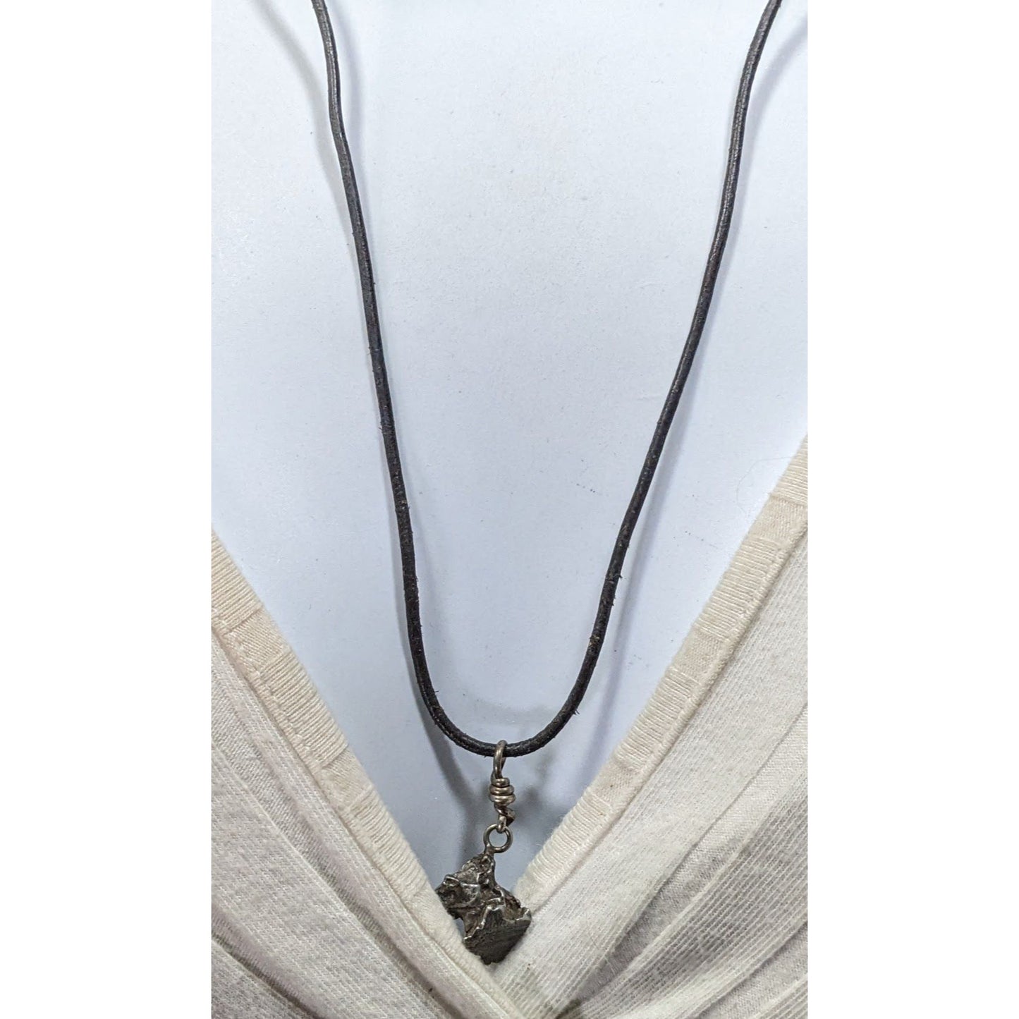 Unique Abstract Meteorite Chip Pendant Necklace