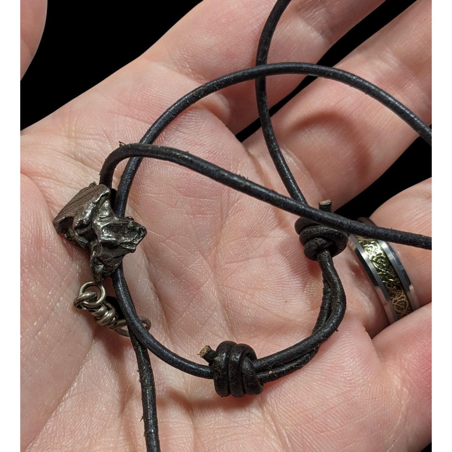 Unique Abstract Meteorite Chip Pendant Necklace