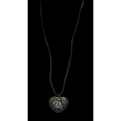 Silver Filigree Heart Pendant Necklace Black Cord Romantic Gothic Boho Jewelry