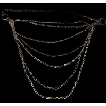 Antiqued Gold Tone Multilayer Chain Necklace