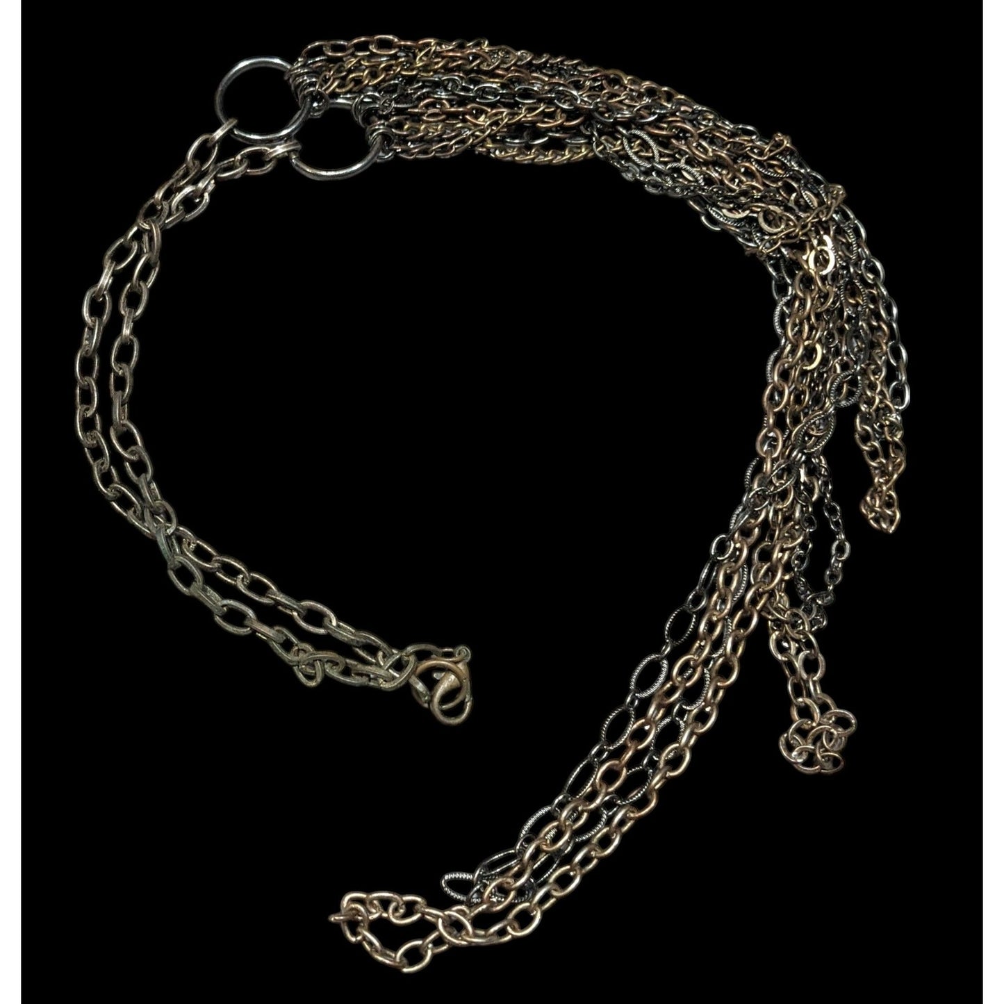 Antiqued Gold Tone Multilayer Chain Necklace