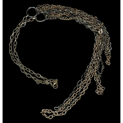 Antiqued Gold Tone Multilayer Chain Necklace