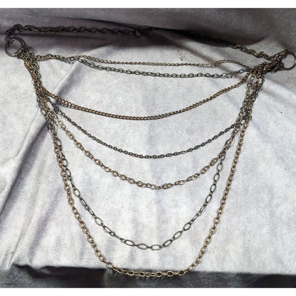 Antiqued Gold Tone Multilayer Chain Necklace