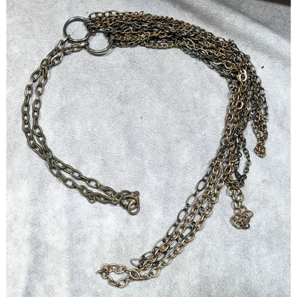Antiqued Gold Tone Multilayer Chain Necklace