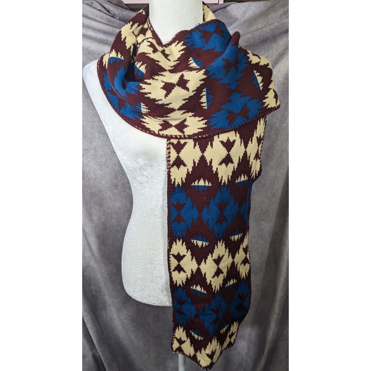 Pendleton Merino Wool Knit Southwestern Pattern Scarf