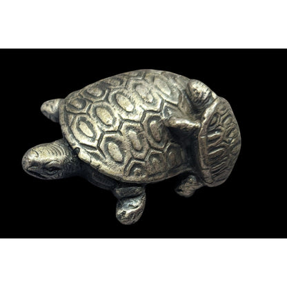 Vintage Pewter Signed Mom And Baby Turtle Figurine