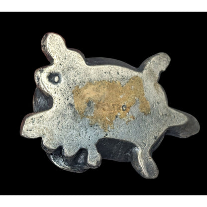 Vintage Pewter Signed Mom And Baby Turtle Figurine