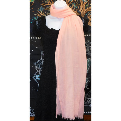 Coquette Scrunched Light Pink Lightweight Scarf With Fringe Edges