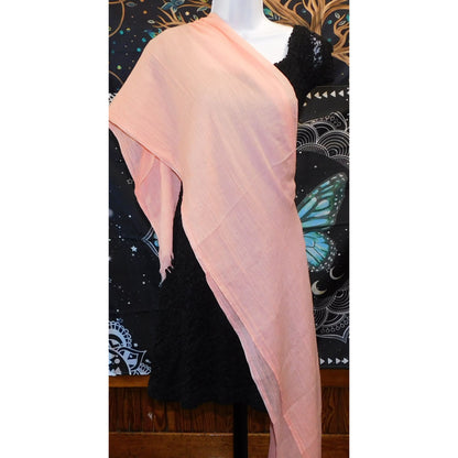 Coquette Scrunched Light Pink Lightweight Scarf With Fringe Edges