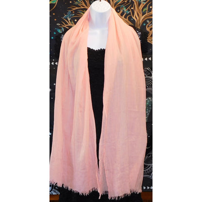 Coquette Scrunched Light Pink Lightweight Scarf With Fringe Edges