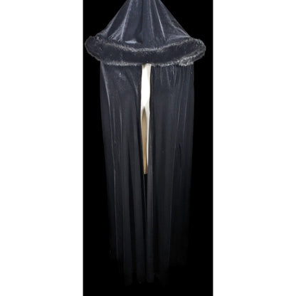 Vintage Gothic Jeffrey & Dara Evenings By Tom Barra Velvet Hooded Cloak With Faux Fur Trimmed Hood